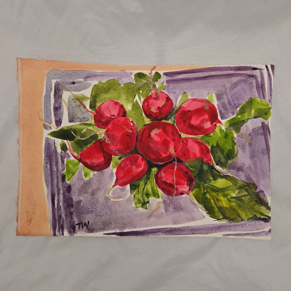 Winter Radishes Original Stilllife Watercolor Painting On Cotton Rag Paper